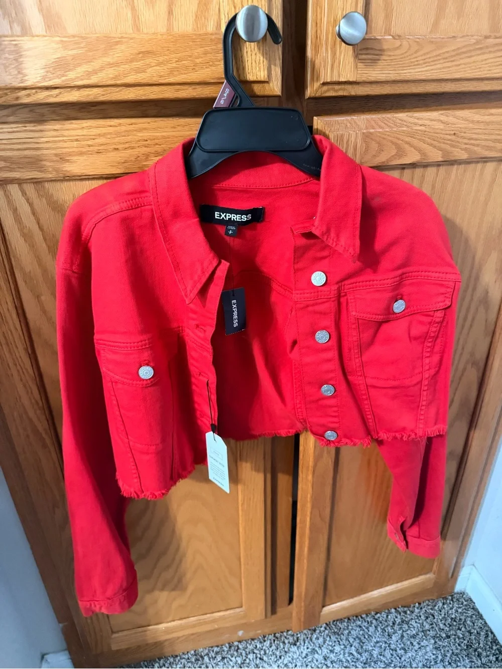 Express Red Cropped Jacket - Picture 1 of 4